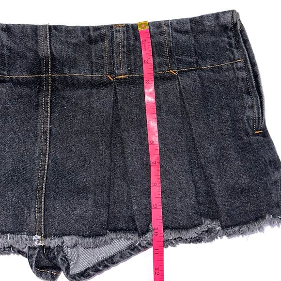 Lioness Pleated Denim Allure Y2K 90s Low Rise Charcoal Mini Skort Size Large - Picture 16 of 16